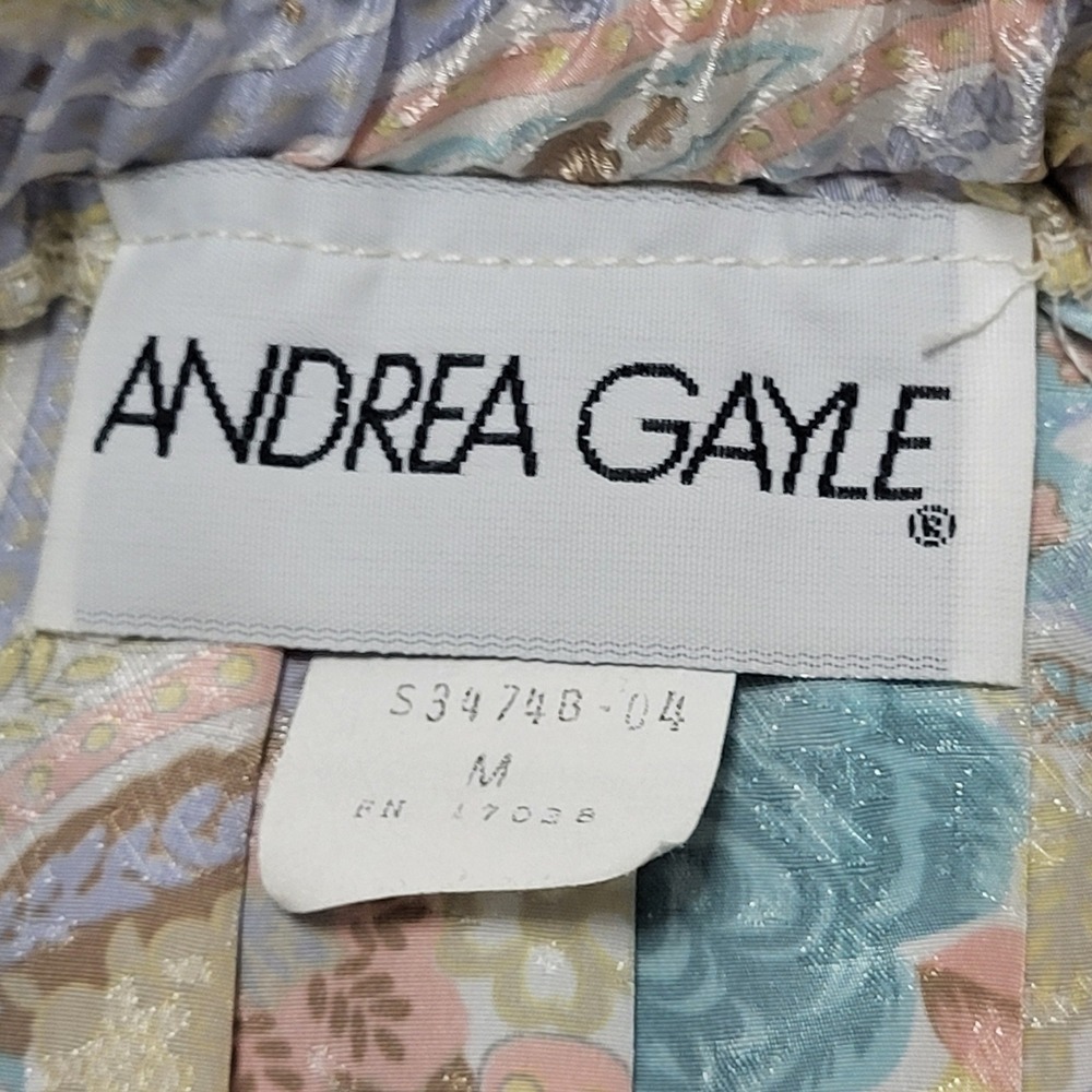 Andrea Gayle Vintage 80s USA Made Paisley Pleated Midi Skirt Pastel Floral Med - Picture 2 of 6